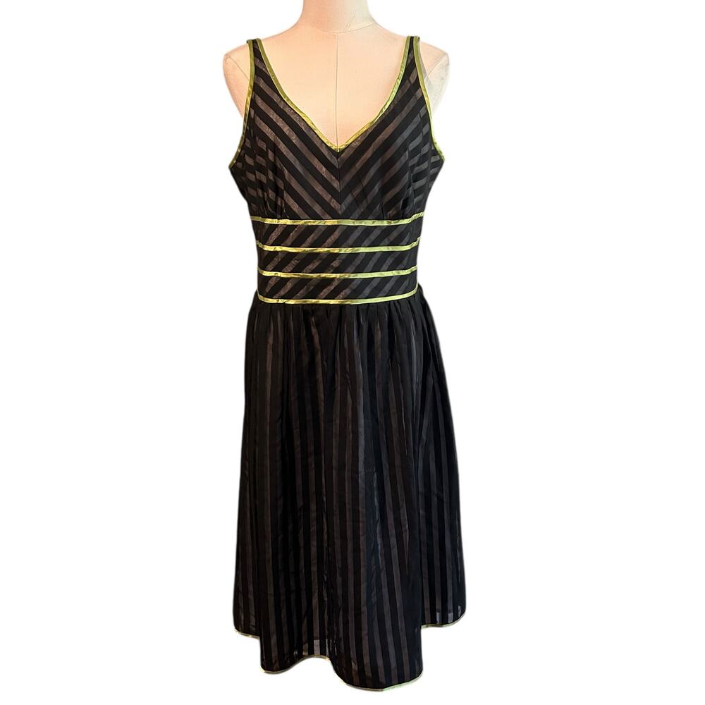 VTG Dress Black Stripe Sheer Lining Baby Doll Y2K LBD 12P Bethany Dress Formal